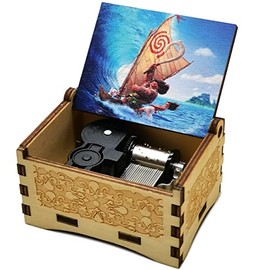 Moana It Calls Me Music Box Wooden Engraved Gift Musical Box Moana Music Box For Kids,Home Decoration Crafts Clockwork driven