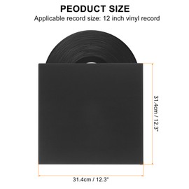 sourcing map 10 Pcs 12" Vinyl Record Jackets,Kraft Paper Vinyl Outer Sleeves Album Protector Covers for LP Vinyl Records Collections Storage,Black
