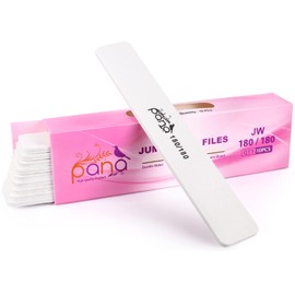 PANA Jumbo Double-Sided Emery Nail File for Manicure, Pedicure, Natural, and Acrylic Nails - White (Grit 180/180) - 50 Piece Pack