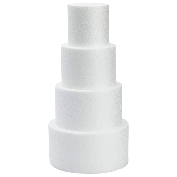 Round Cake Dummies - Polystyrene Foam Mini Dummy Cake, 4 Size Set