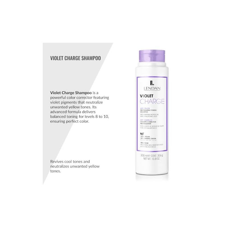 Lendan Violet Charge Anti-Yellow Neutralizing Toning Shampoo with Violet Pigments,