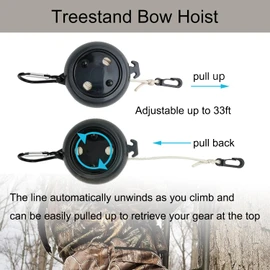 bssiwbepon Retractable Bow Hoist Tree Stand Bow Hunting Accessories and Deer Hunting Equipment Saddle Bow Pull Up Rope 33ft Heavy Duty