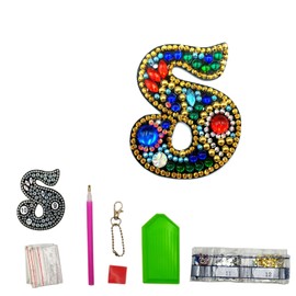 MEDOYOH Letter S DIY Diamond Painting Keyring, Retro Diamond Painting Key Ring, Double-Sided Made of Acrylic, DIY Art Rhinestone Diamond Painting Kits for Pendant, Bag, Decor, Brooch