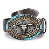 UTOWO Western PU-Leather Cowboy Buckle Belt for Men and Women