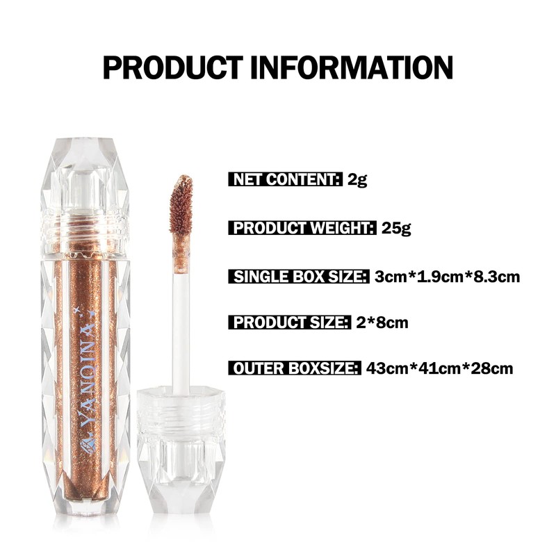 Liquid Eyeshadow with 6 Colours, Metallic Pigment, Quick Drying and