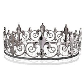 winvin Royal Full King Crown Metal Crowns And Tiaras For Wedding Birthday Christmas Costume Cosplay Valentine Party (Black White)
