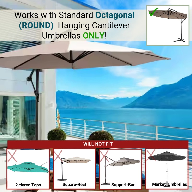 Formosa Covers 9ft Cantilever Hanging Umbrella 8 Rib Replacement Canopy