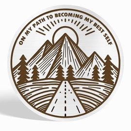 5 Year AA Sobriety Coin - Inspirational Mountain Design AA Medallion with Leather Keychain Holder - Celebrate Five Years of Recovery, Unity, and Self-Improvement,Sobriety gifts for Man Women