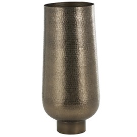 Deco 79 Aluminum Metal Geometric Decorative Vase Textured Wide Floor Centerpiece Vase with Elevated Base, Flower Vase for Home Decoration 14" x 14" x 31", Brass