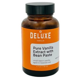Vanilla Bean Paste for Baking ( 4oz ) Deluxe Vanilla, Made from Pure Vanilla Extract and Vanilla Bean Caviar. Small Batch Rich Creamy Vanilla Flavor from Ugandan Vanilla Beans