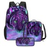 Cumagical Kids Backpack Purple Tiger Print Lightweight Daypack Set 3