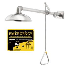 CGOLDENWALL Emergency Shower Safety Shower Station Horizontal Mount Drench Head, Can Match with Eye Wash Station, 304 Stainless Steel, NPT thread