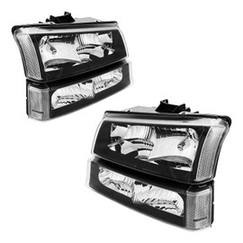 PHILTOP Headlamp Black Headlight Assembly Fit for 03-06 Silverado 1500/2500 HD/Silverado 3500,02-06 Avalanche 1500/2500,07 Silverado 1500 Classic,03-04 Silverado 2500,Clear Reflector Clear Lens