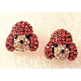 Poodle Dog Crystal Covered Post Stud Earrings Jewelry
