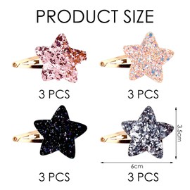 Pack of 12 Star Hair Clips, Shiny Kids Hair Clips, Cute Simple Hair Clips, Y2K Style Hair Clips, Hairstyle Decoration Hair Clips