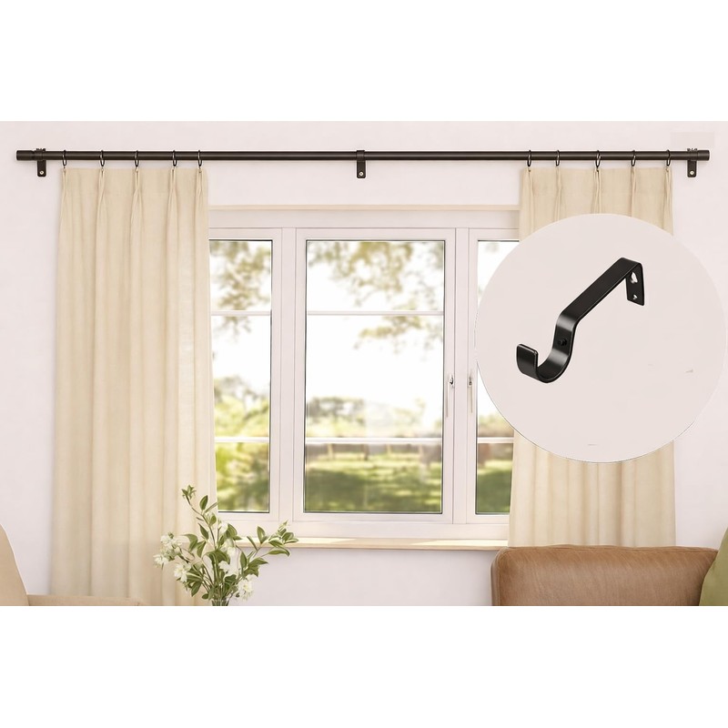 HOMEELABADOR®Curtain Pole Rod Bracket Pipe Holder Heavy Duty Drapery Ring