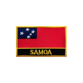 Uijokdef 1 PCS Samoa Flag Patches Iron On or Sew On Embroidered Tactical Military National Samoa Patch