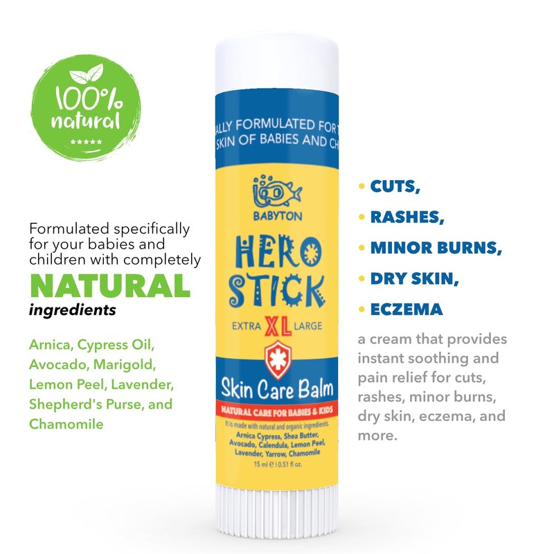 Babyton Hero Stick Skin Care Balm - Natural Soothing Ingredients