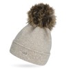 Neverless Women's Knitted Hat with Fur Bobble and Inner Lining