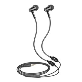 ibrain Air Tube Headphones Air Tube Earbuds Airtube Headset with Microphone & Volume Control Airtube Headphones for a Safe and Healthy Listening (Black)