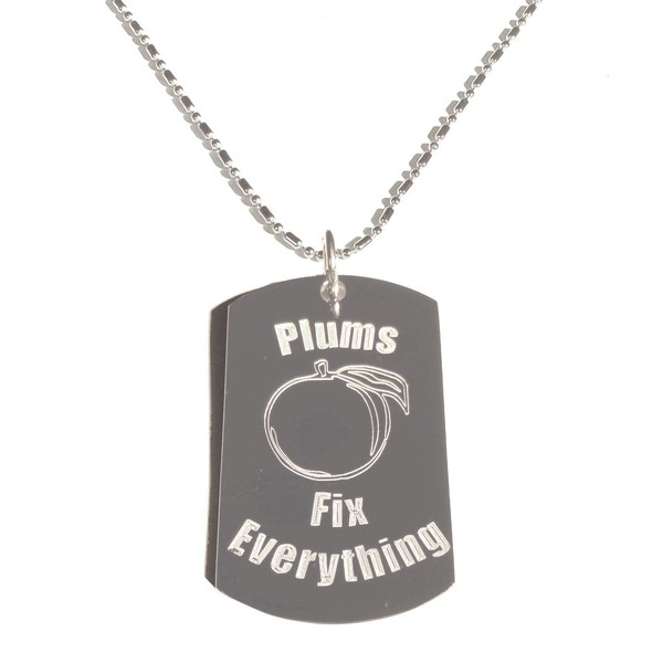 Hat Shark Plums Fix Everything - Luggage Metal Chain Necklace Military Dog Tag