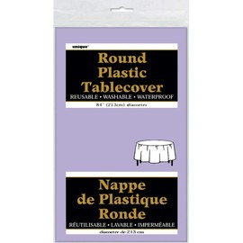 Elegant Lavender Solid Round Plastic Table Cover (84")- Premium Waterproof Tablecloth - Perfect For Parties & Events, 1 Pack