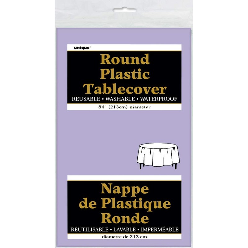 Elegant Lavender Solid Round Plastic Table Cover (84")- Premium Waterproof