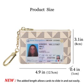 FOUSIVOU Leather Coin Purse for Women with KeyChain Small Zipper Change Purse coin Pouch Card Holder Wallet Clutch for Women & Men (White)