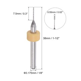 uxcell Micro PCB Drill Bit Set, 1/8" Shank 0.55mm Solid Tungsten Carbide CNC Engraving Print Circuit Board Drill Bits Rotary Tool 10pcs