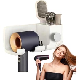 Soporte para secador de pelo GLANSI, soporte para secador de pared, organizador de herramientas para el cabello de baño, organizador de accesorios