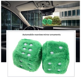 OTOTEC Car Hanging Furry Dice Soft Dice Ornament with Suction Cup Hanging Decoration Hanging Dice Pendant with Dots for Car Interior Home Office 6cm Green