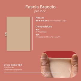 Glico Line Protective Case for PICC Uni, Picc Cover Bracelet Made of Breathable Fabric, Made in Italy, Beige, M