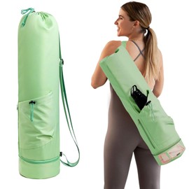 Vueinrg Yoga Bag with Wet Compartment and Bottle Bag, Sports Bag, Women's Adjustable Shoulder Strap, Yoga Mat Bag, Gym Yoga Bag + 1 Pair of Yoga Socks, for Gym, Class, Beach, Travel