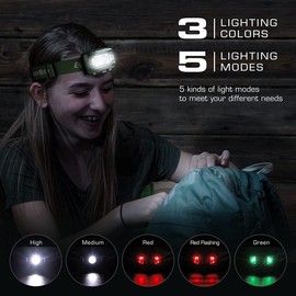 EverBrite Headlamp 5 Pack Kids Headlamp with Red Light & Memory Function 5 Modes