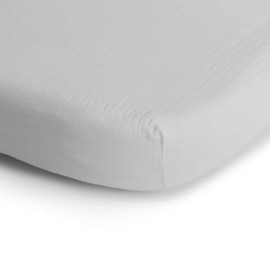 Mushie Fitted Crib Sheet | Extra Soft Muslin Crib Sheet | Breathable | Material: 100% Cotton | Fully Elastic Corners | Pre-washed | 40x10x100cm (White)