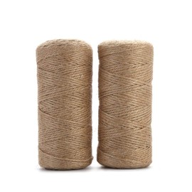 Jute Twine String Hemp Rope - 656 Feet 0.08 inches 3ply Natural Burlap Cord Rolls for DIY Crafts, Decoration, Bundling, Packing, Gifts, Artworks, Gardening Applications, Pack of 2
