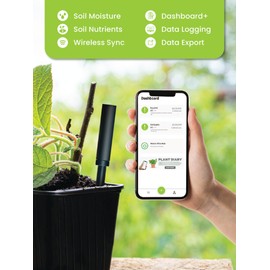 SoilQuality - Plants Soil Moisture and Nutrient Levels EC Measurement Sync Data Mobile App Tracking Perfect for Indoor Outdoor Gardening Water Resistant Greenhouse Potted Plants Garden Grow Room