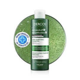 Vichy Dercos Anti-Dandruff K, Deep Cleansing Shampoo for Oily and Sensitive Scalps, for Stubborn Dandruff and Deposits, Keratolytic and Antimicrobial Effect, 250 ml