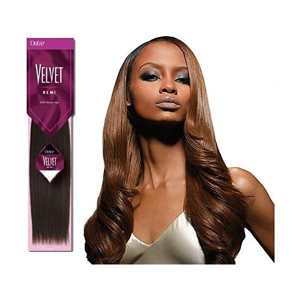 Velvet Remi Human Hair Weave - Yaki Weaving (12 inch, 2 - Dark Brown)