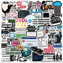 50PCS Programming Stickers Gifts for Developers Programmers Hackers Engineers, Icicrim Program Stickers for Laptop Computer Water Bottles Luggage Vinyl Waterproof Decals