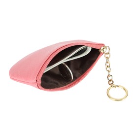 Women's Genuine Leather Keychain Zipper Change Wallet Small Mini Pouch Coin Purse, Pink, one size, Mini