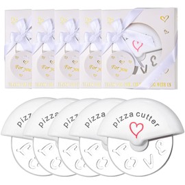 Sunch Craft 10 Pcs Mini Stainless Steel Pizza Cutter for Bridal Wedding Favor Baby Showers Souvenirs Guest Return Gift Individual Package (white)