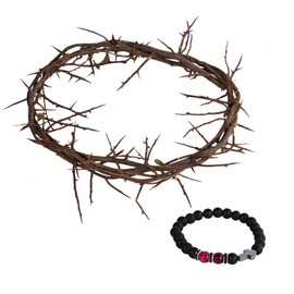 Jesus Crown of Thorns,Corona De Espinas De Jesus with Cross Bracelet,Crown of Thorns Wreath for Easter Tree Decorations or Wall Decor,Christian Easter Basket Stuffers Gifts for Women/Men/Boys/Girls