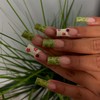 Green French Tip Press on Nails Long Square Fake Nails