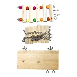 Bird Perch with Ladder,Lovebird Perches Stand Swing Ladder | Parrot Chew Toys for Parakeets Cockatiel Lovebirds Conures Budgie Cockatoos