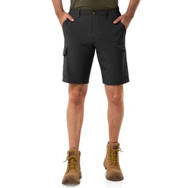 33,000ft Mens Golf Shorts Stretch Hiking Shorts UPF50+ Summer Trekking Pants Packable Outdoor Cargo Shorts with 7 Pockets Breathable Capri Shorts for Hiking, Golf, Camping, Travelling, Black 38W*10L