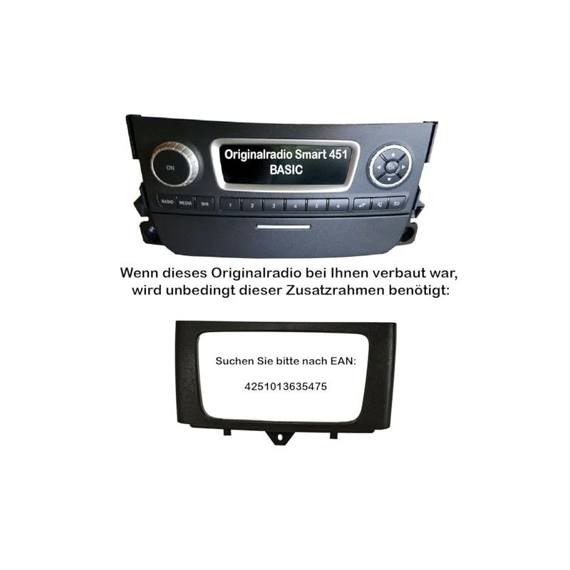 tomzz Audio 2451-036 Radio Faceplate Compatible with Smart Fortwo 451