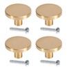 XNJIHWA 4 Pcs Round Wardrobe Handles Brushed Brass Drawer Knobs