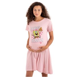 Womens Maternity Funny Spongebob Cartoon Always Hungry Pregnancy Dress Light Pink