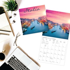 Graphique 2025 Italia Mini Wall Calendar | 7” x 7” | Thick Paper | Home & Office Organizer | Large Monthly Grid | 3 Languages & Marked Holidays | 4 Month Preview Page for 2026